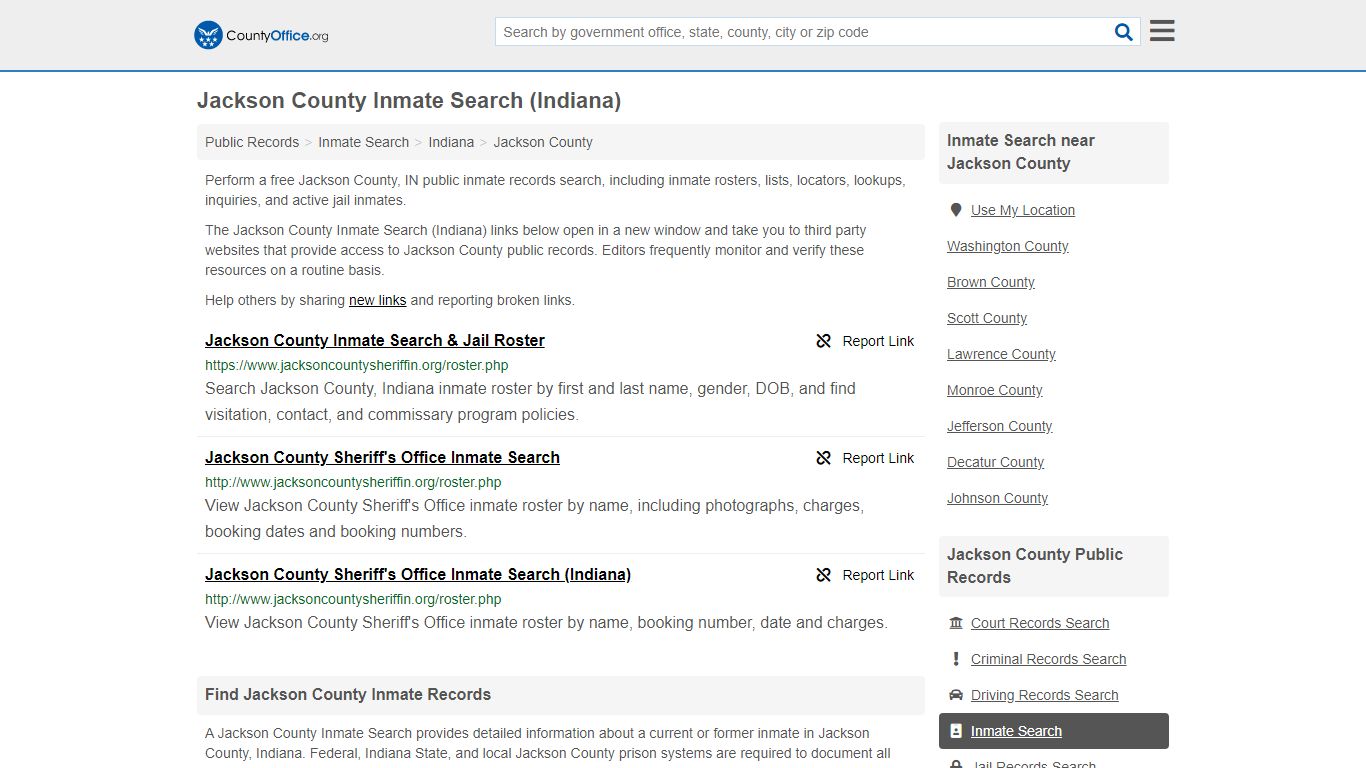 Inmate Search - Jackson County, IN (Inmate Rosters & Locators)
